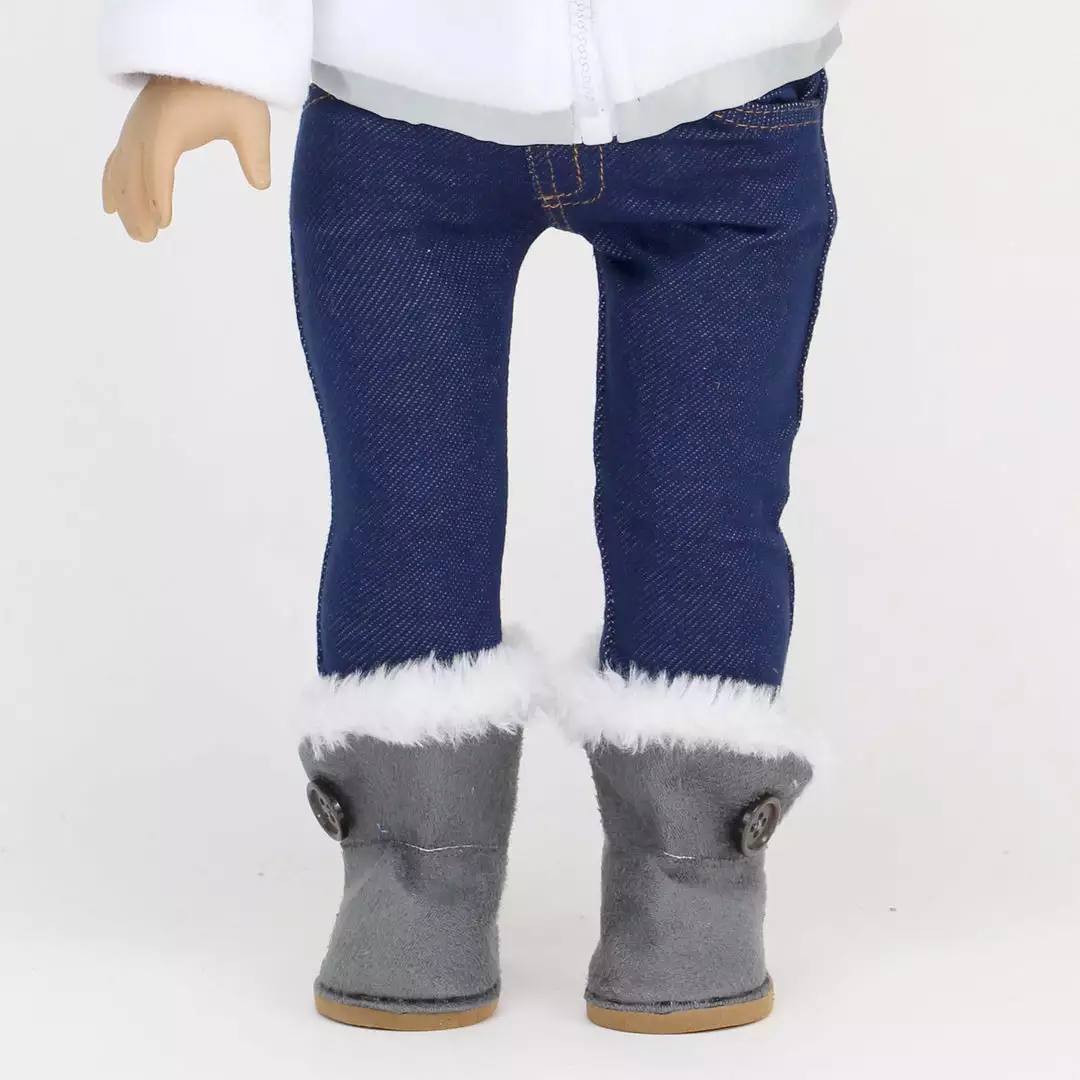 TeamsonUS Kids Sophia's Nylon/Fleece Jacket And Boots For 18" Dolls, White/Gray 7 TeamsonUS Kids Sophia's Nylon/Fleece Jacket And Boots For 18" Dolls, White/Gray