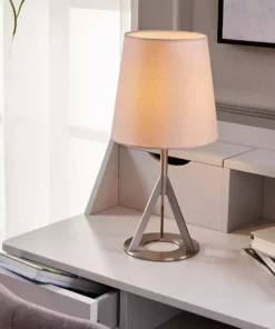 TeamsonUS Teamson Home Aria 15" Modern Table Lamp With Round Shade, Brass/Khaki 10 TeamsonUS Teamson Home Aria 15