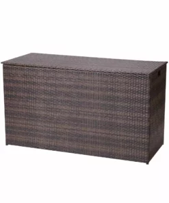 TeamsonUS Teamson Home Outdoor Rattan Wicker 154 Gallon Patio Storage Box With Lining, Brown New