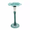 TeamsonUS Teamson Home Decorative Polyresin Lotus Leaf Pedestal Birdbath With LED Light, Green