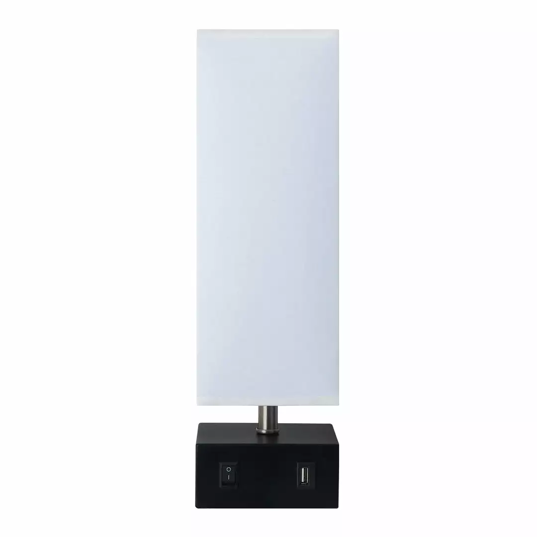 TeamsonUS Teamson Home Colette 14.5" Modern Metal Table Lamp With Square Shade And USB Port, Black/White 8 TeamsonUS Teamson Home Colette 14.5" Modern Metal Table Lamp With Square Shade And USB Port, Black/White