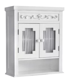 TeamsonUS Teamson Home Lisbon Removable Wooden Wall Cabinet With Drapery-Lined Doors, White 17 TeamsonUS Teamson Home Lisbon Removable Wooden Wall Cabinet With Drapery-Lined Doors, White