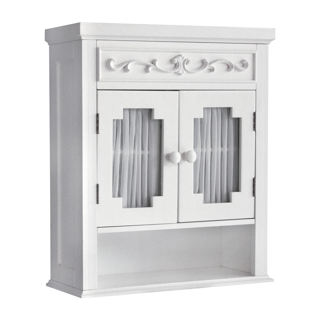 TeamsonUS Teamson Home Lisbon Removable Wooden Wall Cabinet With Drapery-Lined Doors, White 9 TeamsonUS Teamson Home Lisbon Removable Wooden Wall Cabinet With Drapery-Lined Doors, White
