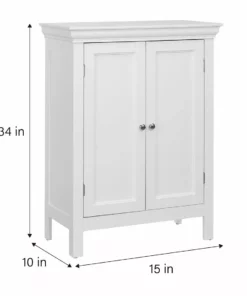 TeamsonUS Teamson Home Stratford Wooden Floor Cabinet With 2 Shelves, White