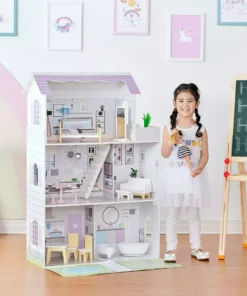 TeamsonUS Olivia's Little World Grand Dollhouse With Garden And Accessories For 12" Dolls, Purple New