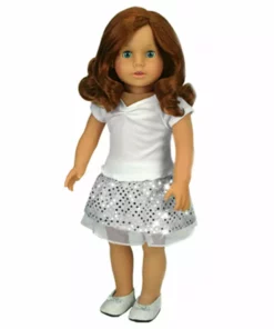 TeamsonUS Sophia's Flat Glitter Shoes With Bow For 18