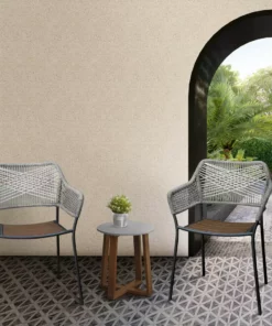 TeamsonUS Teamson Home Outdoor 3-Piece Stackable Patio Set With Two Rope Eucalyptus Chairs And Bistro Table Set, Gray