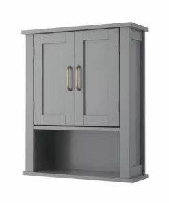 TeamsonUS Teamson Home Mercer Mid Century Modern Removable Wooden Cabinet, Gray