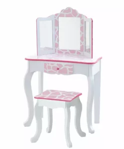 TeamsonUS Fantasy Fields - Fashion Giraffe Prints Gisele Play Vanity Set - Pink / White