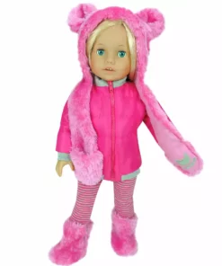 TeamsonUS Sophia's 4 Piece Winter Outfit With Bear Fur Hat Set For 18'' Dolls, Hot Pink Kids 9 TeamsonUS Sophia's 4 Piece Winter Outfit With Bear Fur Hat Set For 18'' Dolls, Hot Pink Kids