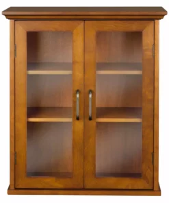 TeamsonUS Teamson Home Avery Wooden 2 Door Wall Cabinet With Storage, Oiled Oak