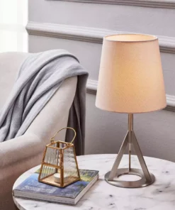 TeamsonUS Teamson Home Aria 15" Modern Table Lamp With Round Shade, Brass/Khaki 12 TeamsonUS Teamson Home Aria 15