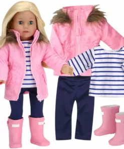 TeamsonUS Sophia's Jacket, Leggings, T-Shirt, And Rain Boots For 18" Dolls 7 TeamsonUS Sophia's Jacket, Leggings, T-Shirt, And Rain Boots For 18