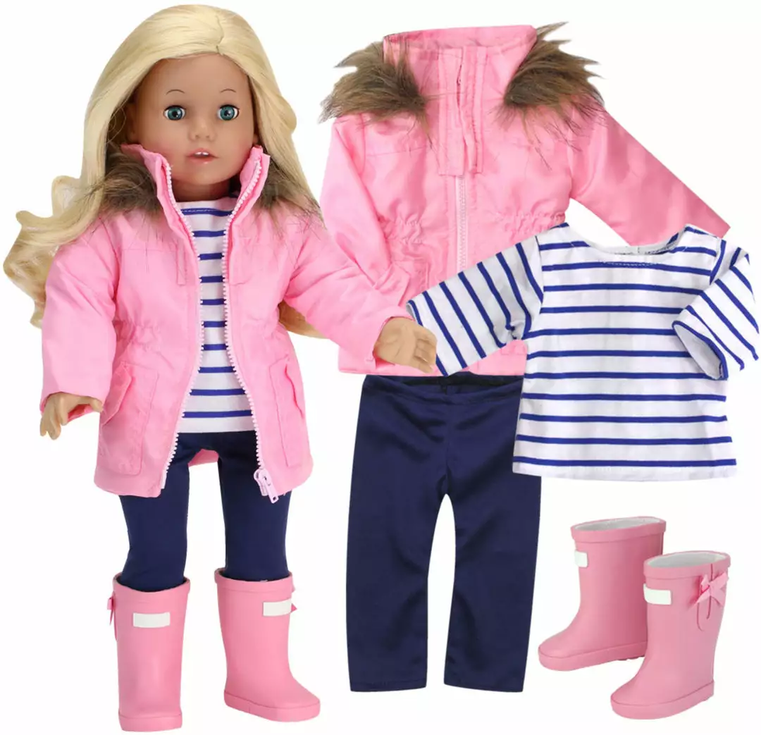 TeamsonUS Sophia's Jacket, Leggings, T-Shirt, And Rain Boots For 18" Dolls 5 TeamsonUS Sophia's Jacket, Leggings, T-Shirt, And Rain Boots For 18" Dolls