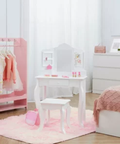 TeamsonUS Fantasy Fields Little Princess Anna Vanity Set With Mirror, Drawers, Jewelry Storage, And Stool, White New