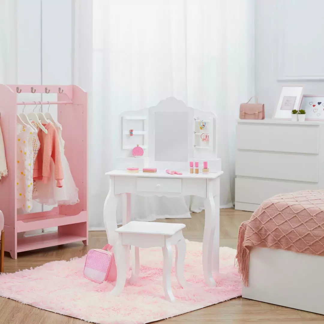 TeamsonUS Fantasy Fields Little Princess Anna Vanity Set With Mirror, Drawers, Jewelry Storage, And Stool, White New 3 TeamsonUS Fantasy Fields Little Princess Anna Vanity Set With Mirror, Drawers, Jewelry Storage, And Stool, White New