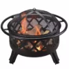 TeamsonUS Teamson Home 30" Outdoor Round Wood Burning Fire Pit With Steel Base, Black