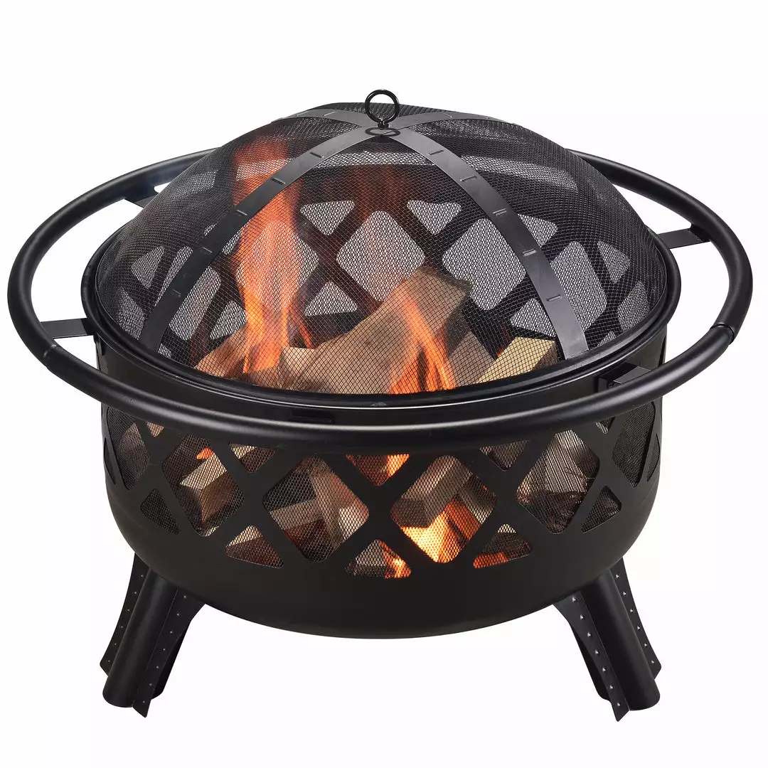 TeamsonUS Teamson Home 30" Outdoor Round Wood Burning Fire Pit With Steel Base, Black 3 TeamsonUS Teamson Home 30" Outdoor Round Wood Burning Fire Pit With Steel Base, Black
