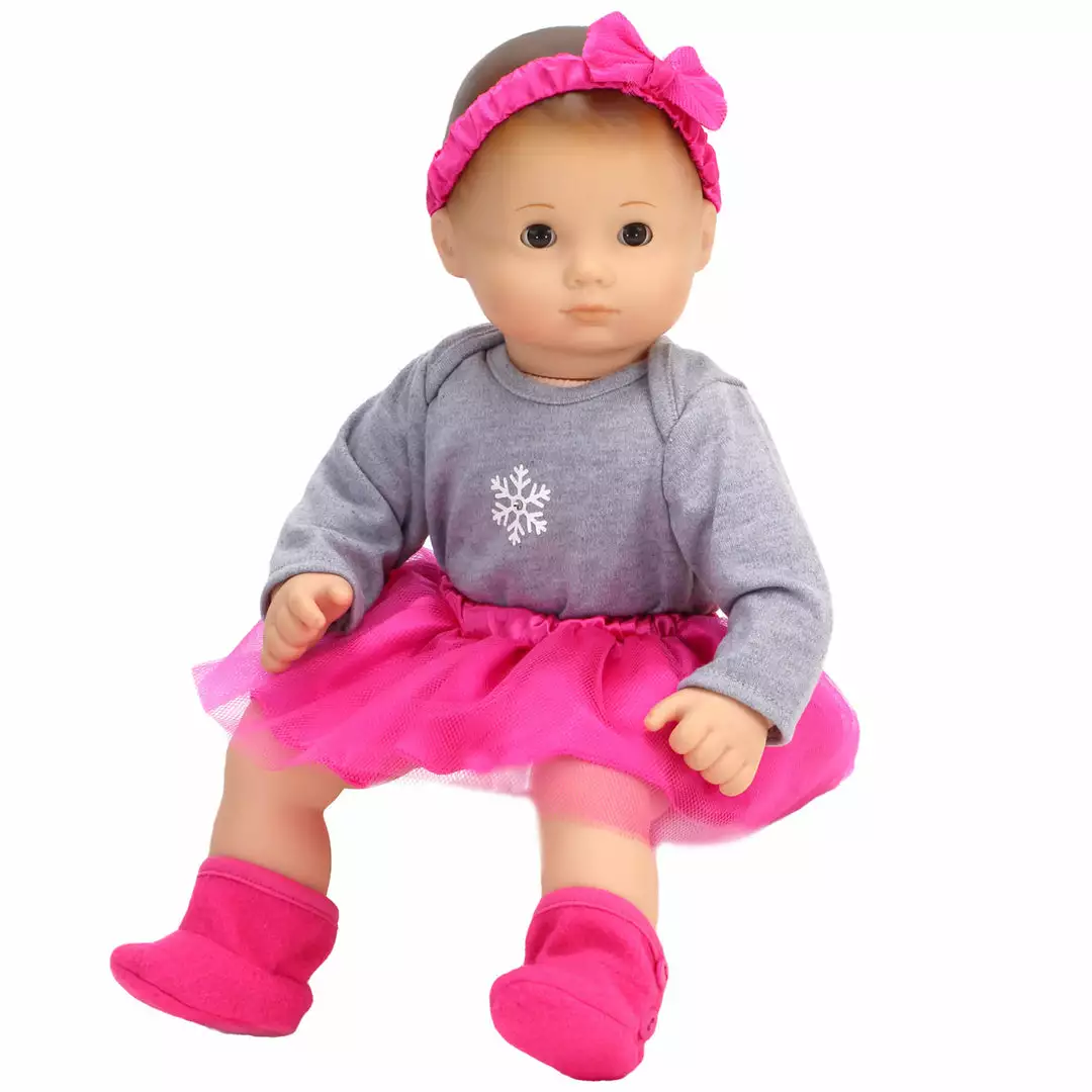 TeamsonUS Sophia's 4 Piece Snowflake Outfit For 15" Baby Dolls, Pink/ Gray Kids 5 TeamsonUS Sophia's 4 Piece Snowflake Outfit For 15" Baby Dolls, Pink/ Gray Kids