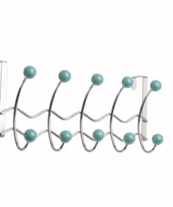 TeamsonUS Teamson Home Over-the-Door Hanger With 10 Sage Porcelain Hooks, Chrome
