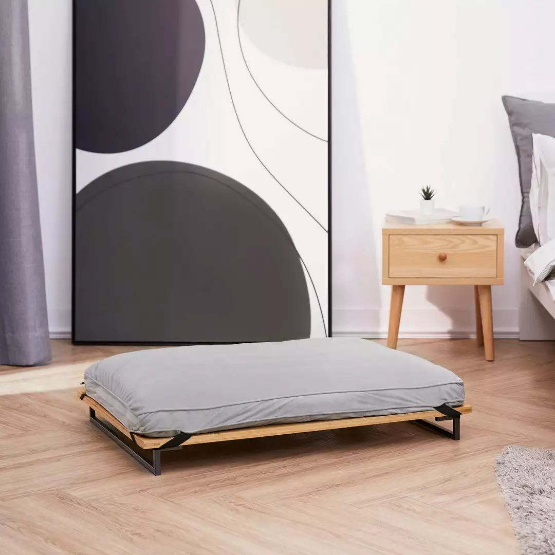 TeamsonUS Teamson Pets Hassan Large Elevated Dog Bed With Frame And Cushion, Gray 5 TeamsonUS Teamson Pets Hassan Large Elevated Dog Bed With Frame And Cushion, Gray