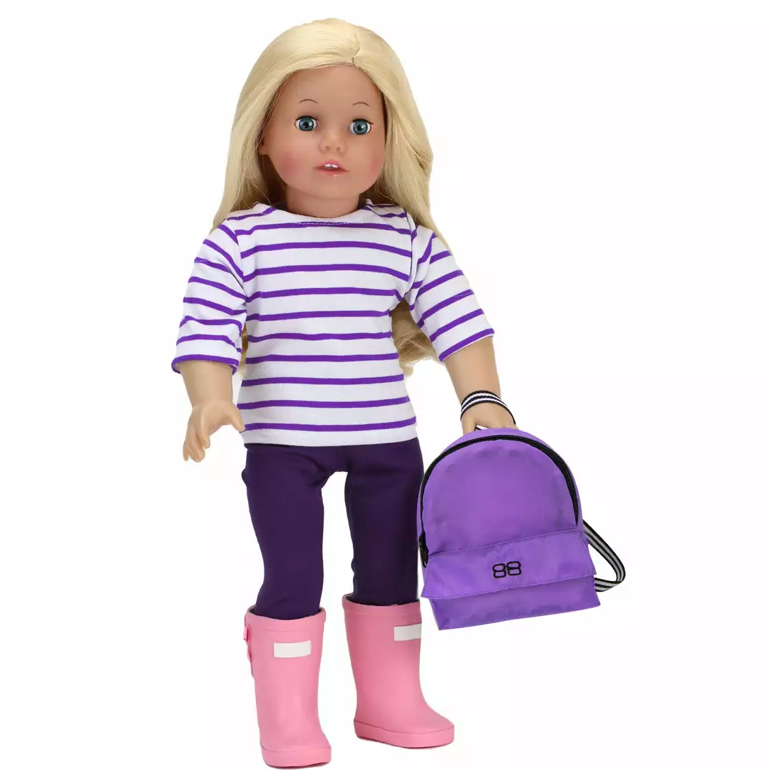 TeamsonUS Kids Sophia's Nylon Backpack For 18" Dolls, Purple 5 TeamsonUS Kids Sophia's Nylon Backpack For 18" Dolls, Purple