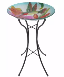 TeamsonUS Teamson Home 18" Hummingbird Fusion Glass Bird Bath