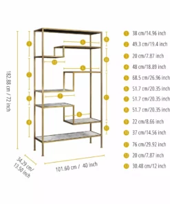 TeamsonUS Teamson Home Marmo Modern Marble-Look 5-Tier Display Shelf, Marble/Brass