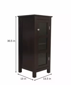 TeamsonUS Teamson Home Chesterfield Wooden Floor Cabinet With Waffle Glass Door, Espresso