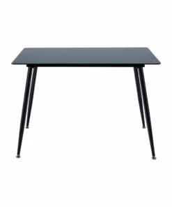 TeamsonUS Teamson Home Julianna 43 Inch Reflective Glass Dining Table Seats Up To 4, Black