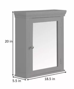 TeamsonUS Teamson Home Stratford Contemporary Removable Wooden Medicine Cabinet, Gray