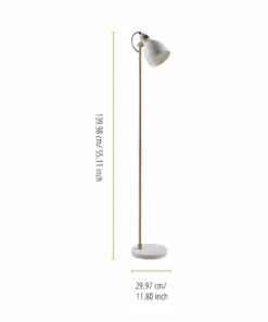TeamsonUS Teamson Home Quincy Modern Monopod Floor Lamp With Antique Brass Finish, White