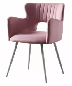 TeamsonUS Teamson Home Mid-Century Waverly Armchair With Metal Legs, Pastel Pink
