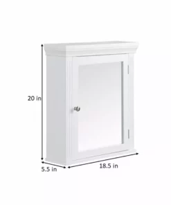 TeamsonUS Teamson Home Removable Wooden Medicine Cabinet With Crown Molded Top, White