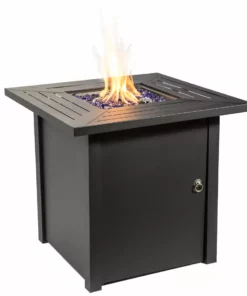 TeamsonUS Teamson Home Outdoor Square 30" Propane Gas Fire Pit With Steel Base