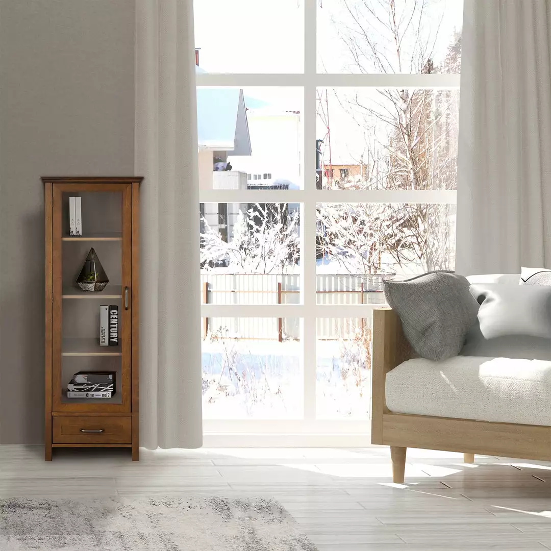 TeamsonUS Teamson Home Avery Wooden Linen Tower Cabinet With Storage, Oiled Oak 4 TeamsonUS Teamson Home Avery Wooden Linen Tower Cabinet With Storage, Oiled Oak