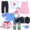 TeamsonUS Kids Sophia's 9 Piece Spring Wardrobe Mix And Match Set With Accessories For 18" Dolls, Pink/Blue 1 TeamsonUS Kids Sophia's 9 Piece Spring Wardrobe Mix And Match Set With Accessories For 18" Dolls, Pink/Blue