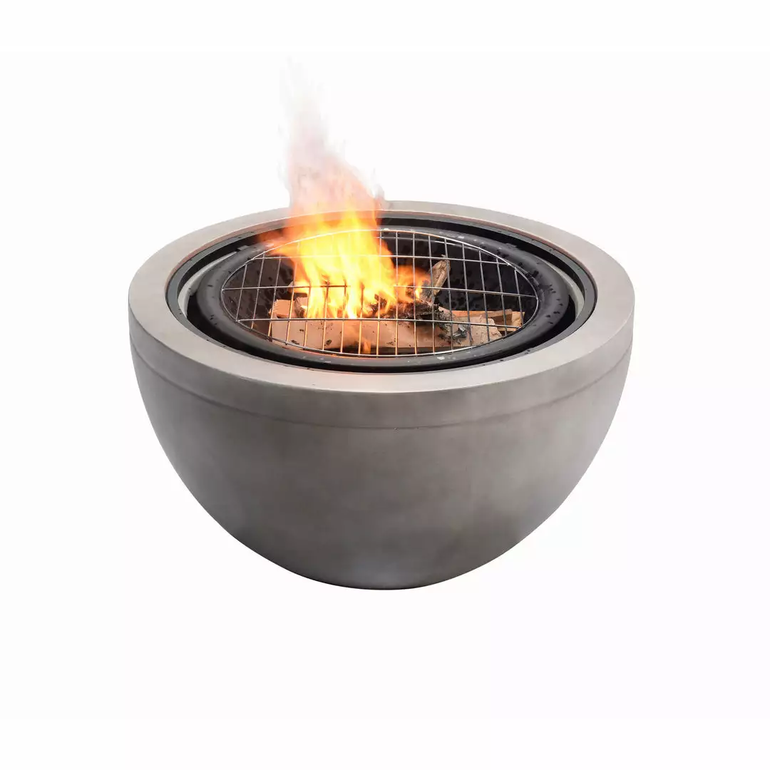 TeamsonUS Teamson Home 30" Outdoor Round Wood Burning Fire Pit With Faux Concrete Base, Gray 3 TeamsonUS Teamson Home 30" Outdoor Round Wood Burning Fire Pit With Faux Concrete Base, Gray