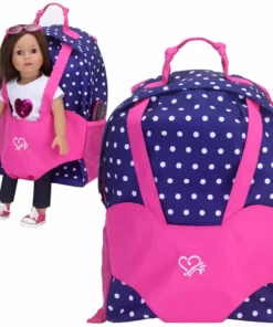 TeamsonUS Sophia's Polka Dot Backpack Carrier To Fit 15'' & 18'' Dolls, Navy