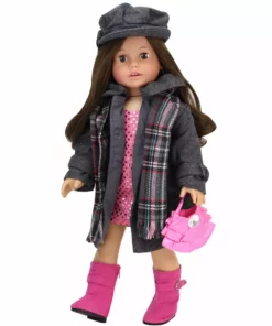TeamsonUS Sophia's 4 Piece Winter Coat With Boots Set For 18'' Dolls, Gray/Pink Kids