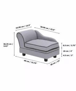 TeamsonUS Teamson Pets Chaise Lounge Dog Bed With Storage For Small And Medium Dogs, Gray