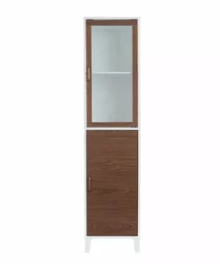 TeamsonUS Teamson Home Tyler Modern Wooden Linen Tower Tall Storage Cabinet With Two Doors, Walnut/White 12 TeamsonUS Teamson Home Tyler Modern Wooden Linen Tower Tall Storage Cabinet With Two Doors, Walnut/White