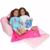 TeamsonUS Sophia's 2-in-1 Plush Pull-Out Sofa Bed For Two 18'' Dolls, Pink Kids