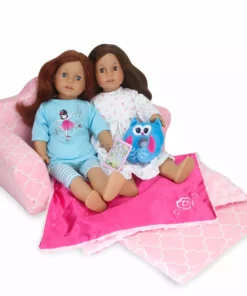 TeamsonUS Sophia's 2-in-1 Plush Pull-Out Sofa Bed For Two 18'' Dolls, Pink Kids