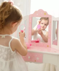 TeamsonUS Kids Fantasy Fields - Fashion Twinkle Star Prints Gisele Play Vanity Set - Pink / White 12 TeamsonUS Kids Fantasy Fields - Fashion Twinkle Star Prints Gisele Play Vanity Set - Pink / White