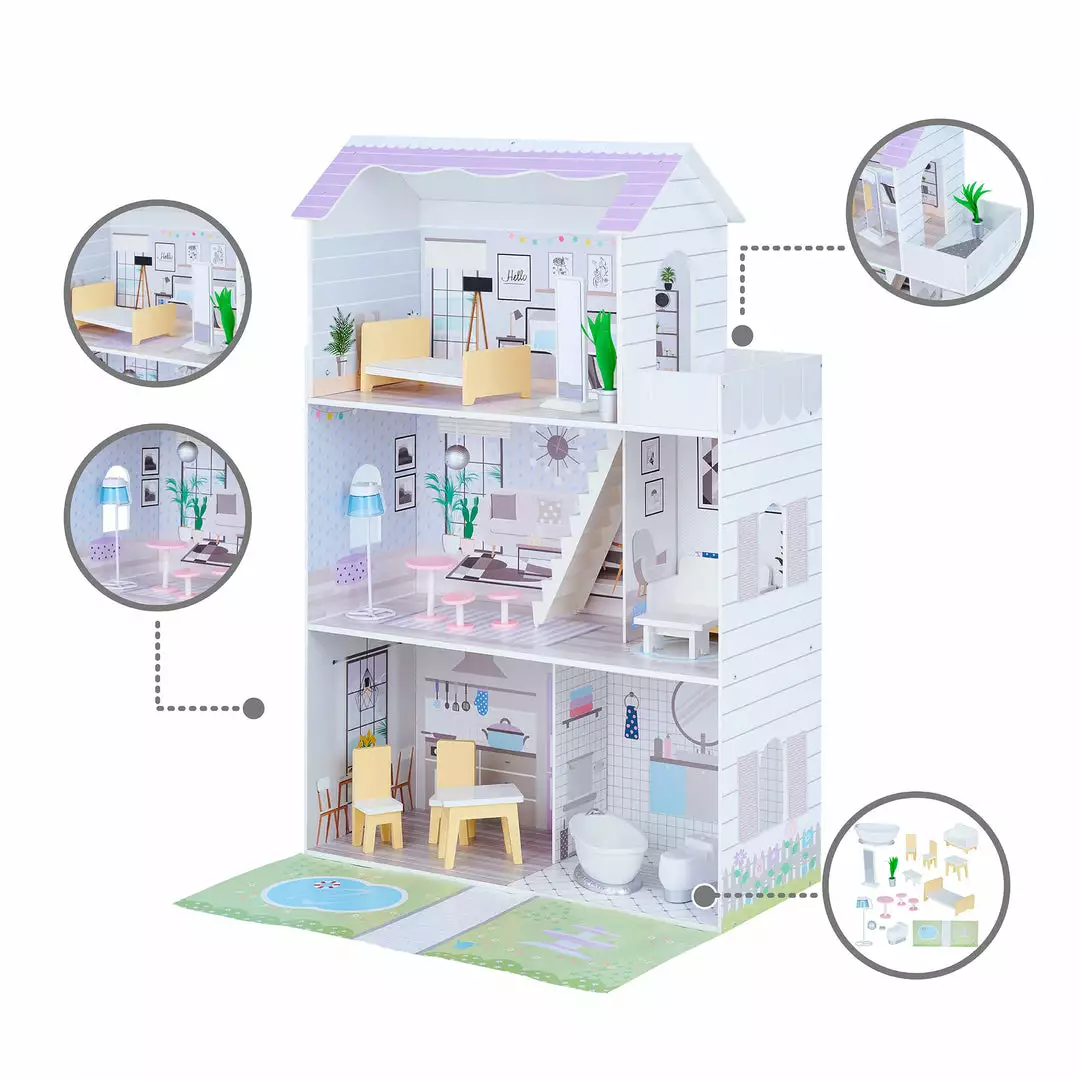 TeamsonUS Olivia's Little World Grand Dollhouse With Garden And Accessories For 12" Dolls, Purple New 8 TeamsonUS Olivia's Little World Grand Dollhouse With Garden And Accessories For 12" Dolls, Purple New