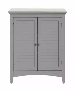 TeamsonUS Teamson Home Glancy Wooden Floor Cabinet With Shutter Doors And Adjustable Shelves, Gray New