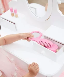 TeamsonUS Fantasy Fields Little Princess Rapunzel Vanity With Mirror, Drawers And Stool, White New