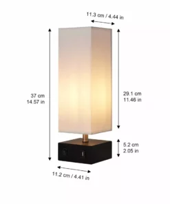 TeamsonUS Teamson Home Colette 14.5" Modern Metal Table Lamp With Square Shade And USB Port, Black/White 11 TeamsonUS Teamson Home Colette 14.5