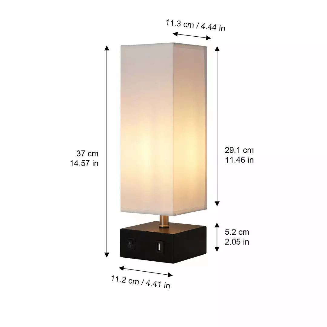 TeamsonUS Teamson Home Colette 14.5" Modern Metal Table Lamp With Square Shade And USB Port, Black/White 6 TeamsonUS Teamson Home Colette 14.5" Modern Metal Table Lamp With Square Shade And USB Port, Black/White